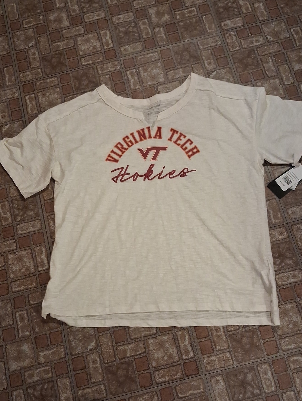 Virginia Tech Hookies Cream Short Sleeve Graphic Tee Size Xlarge